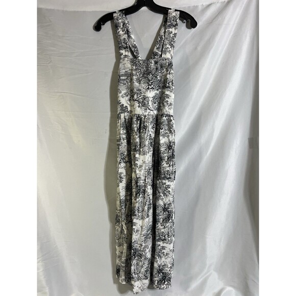 H&M Dress Women 2 Sleeveless Animal Print Black & White Sheath Midi Cross Strap - Picture 1 of 13